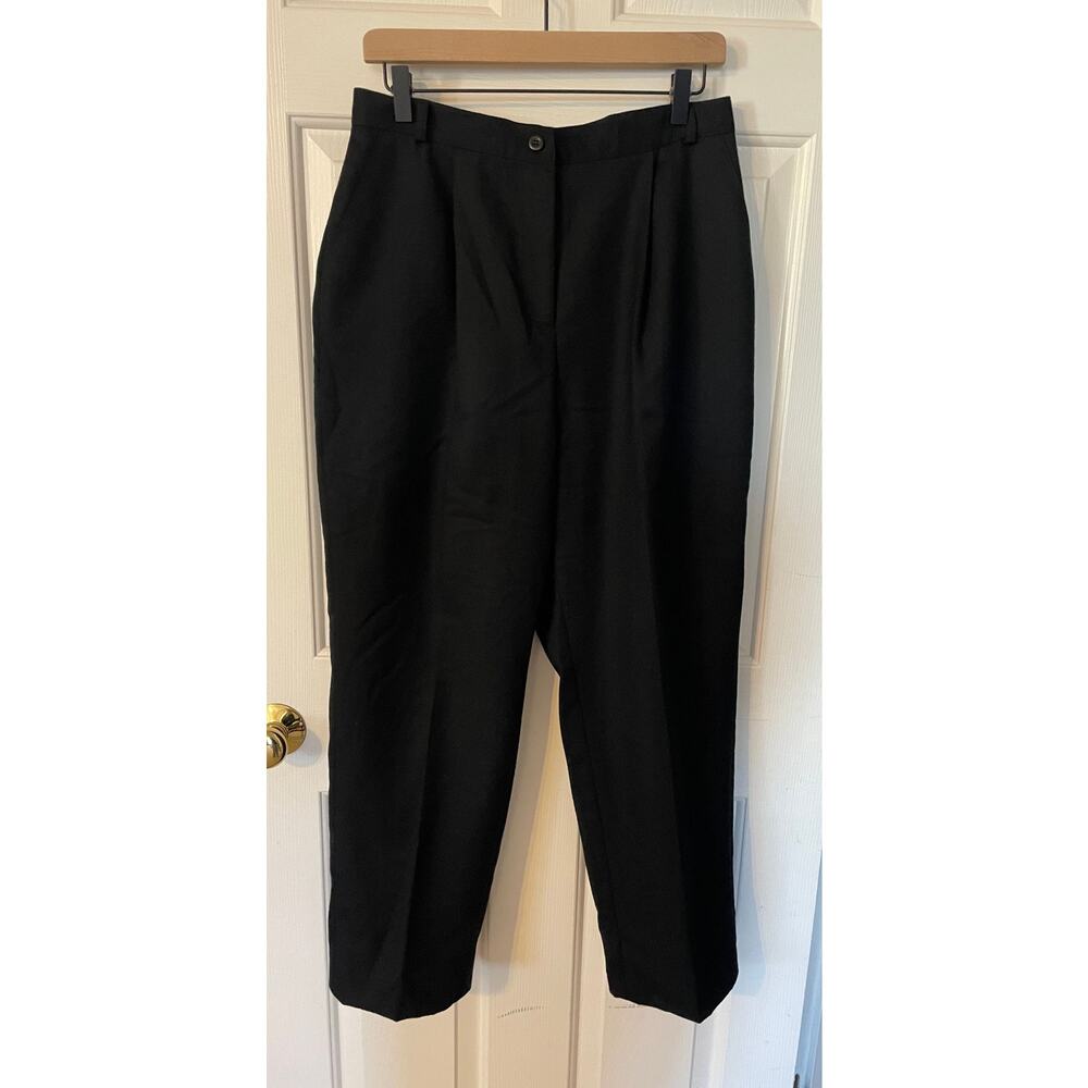 Vtg David N. Petites All Wool Dress Pants 12P Black Made in Ukraine Fully Lined